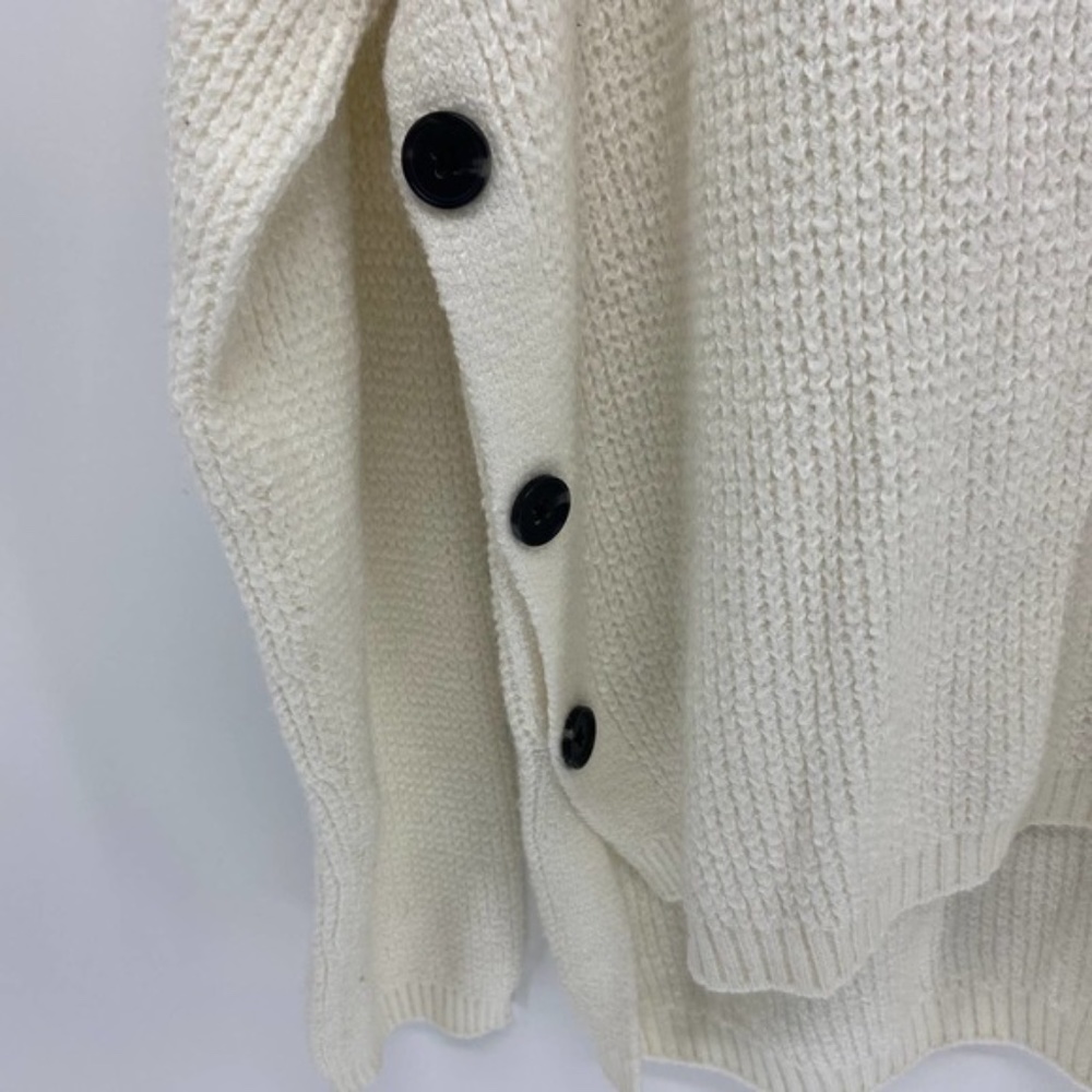 1 State White Waffle Turtleneck Button Sweater XS - Picture 3 of 4